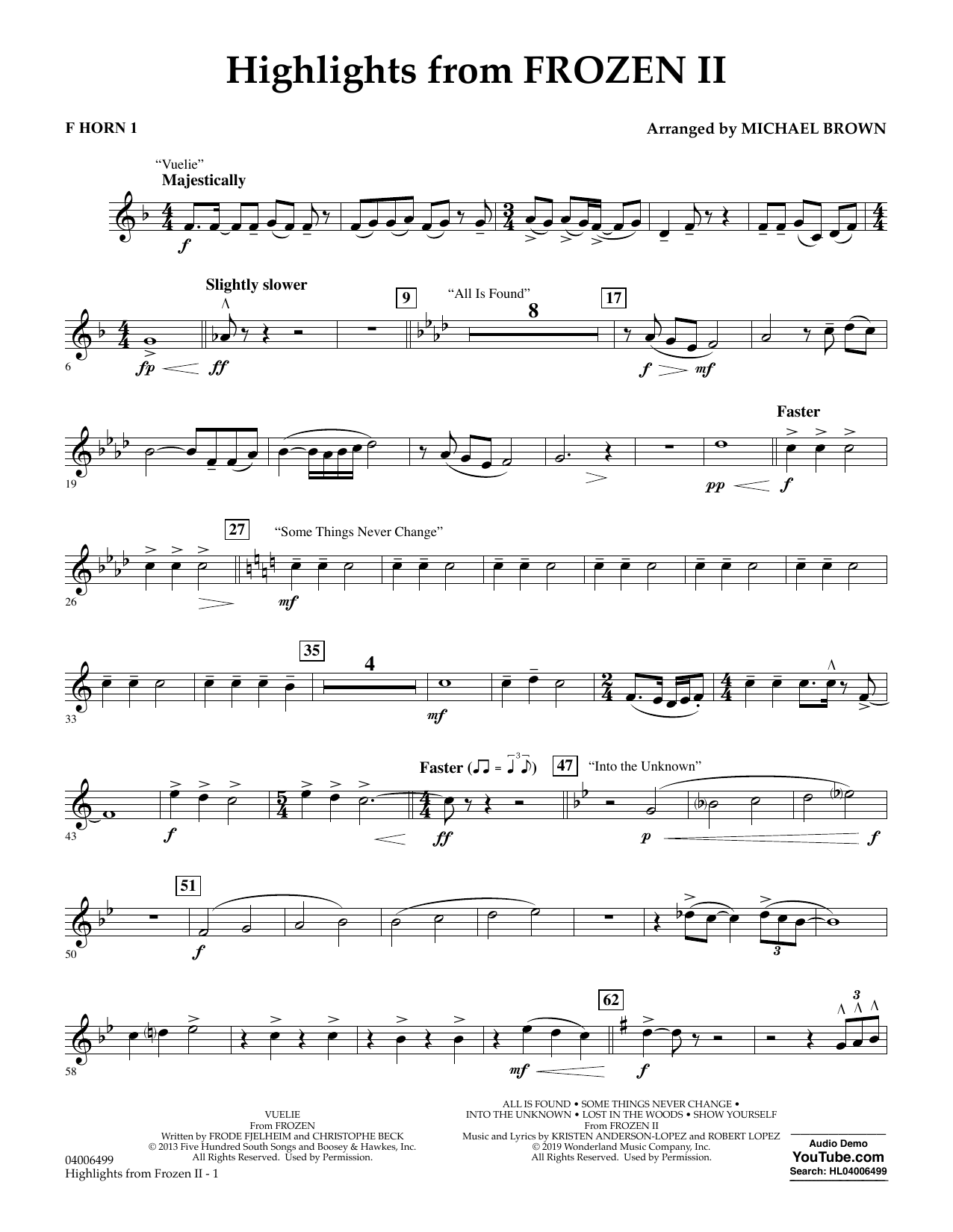 Produktbild zu: Highlights from Disney's Frozen 2 (arr. Michael Brown) - F Horn 1
