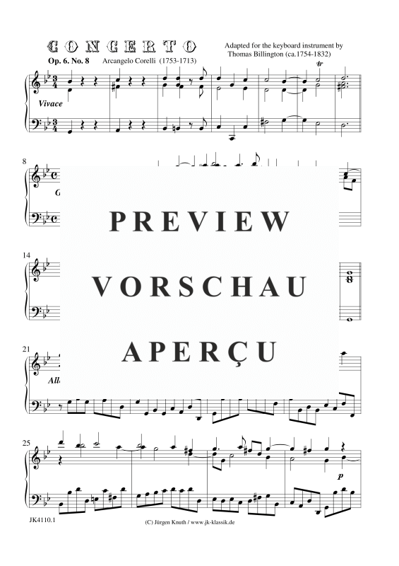 gallery: Concerto Op.6. No.8, , Klavier/Cembalo Solo