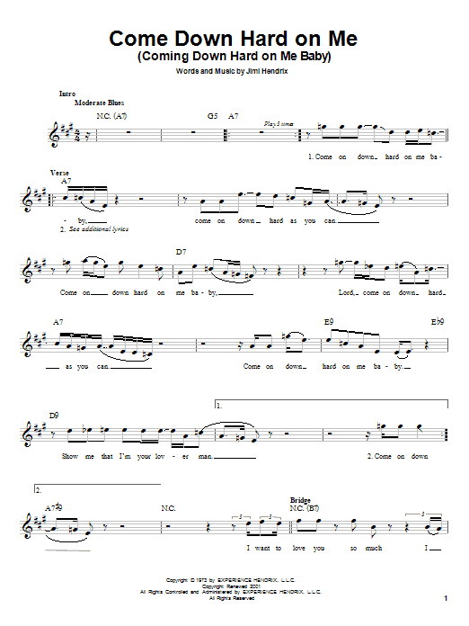 Produktgalerie: Seite 1 von 1 Come Down Hard On Me (Coming Down Hard On Me Baby), Jimi Hendrix, Gitarre