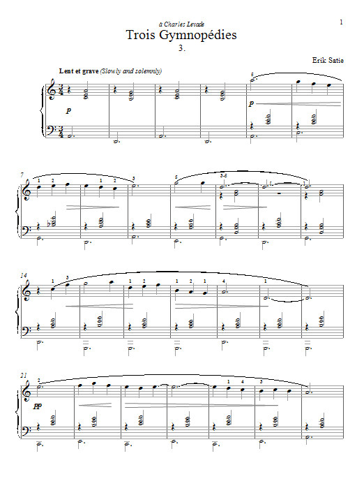 Product gallery: Page 1 of 1 Gymnopedie No. 3, Erik Satie