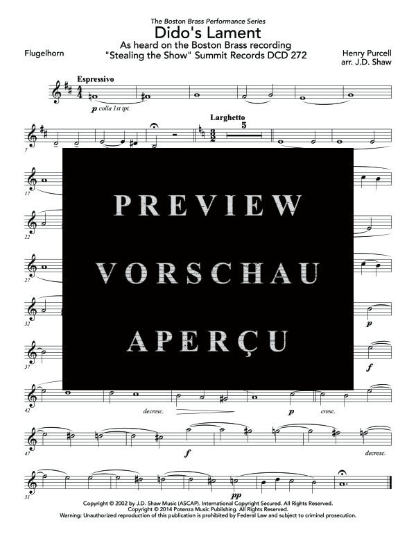 Produktgalerie: Seite 9 von 11 Dido´s Lament, , (Blechbläser Quintett)