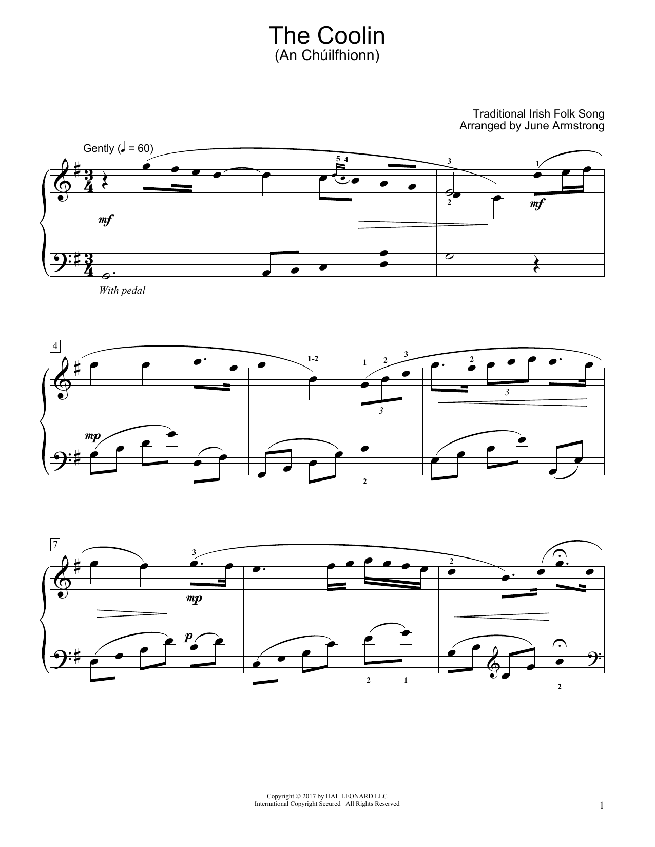 Product gallery: Page 1 of 1 The Coolin (An ChĂșilfhionn) (arr. June Armstrong), Traditional Irish Folk Song