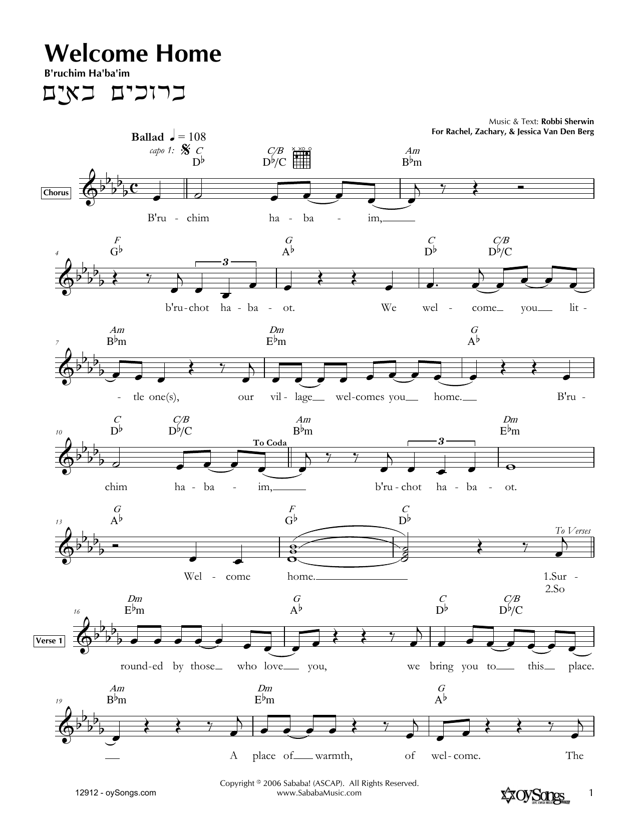 Produktgalerie: Seite 1 von 1 Welcome Home, Robbi Sherwin, Melodieinstrument