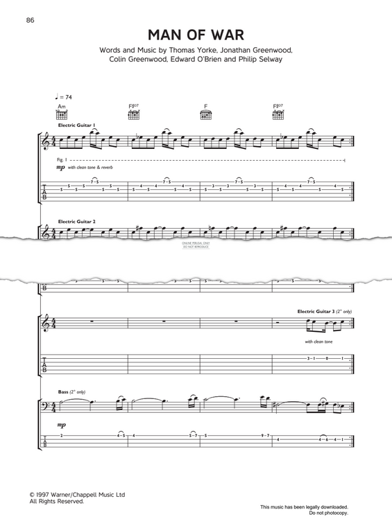 Produktgalerie: Seite 1 von 1 Man Of War, Radiohead, Gesang, Gitarre