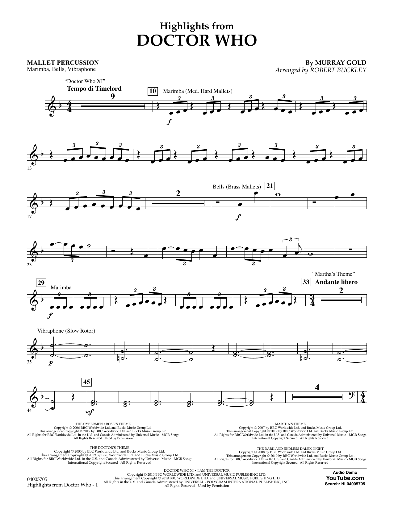 Produktgalerie: Seite 1 von 1 Highlights from Doctor Who (arr. Robert Buckley) - Mallet Percussion,
