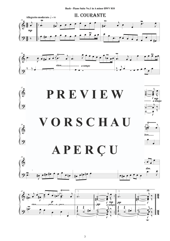 Produktgalerie: Seite 4 von 9 Suite No.1 in A-Moll BWV 818, , Klavier Solo