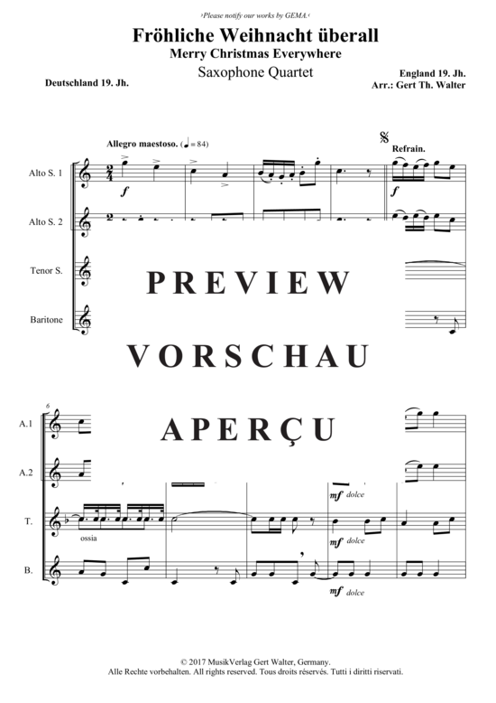 gallery: Fröhliche Weihnacht überall , , (Saxophon Quartett)