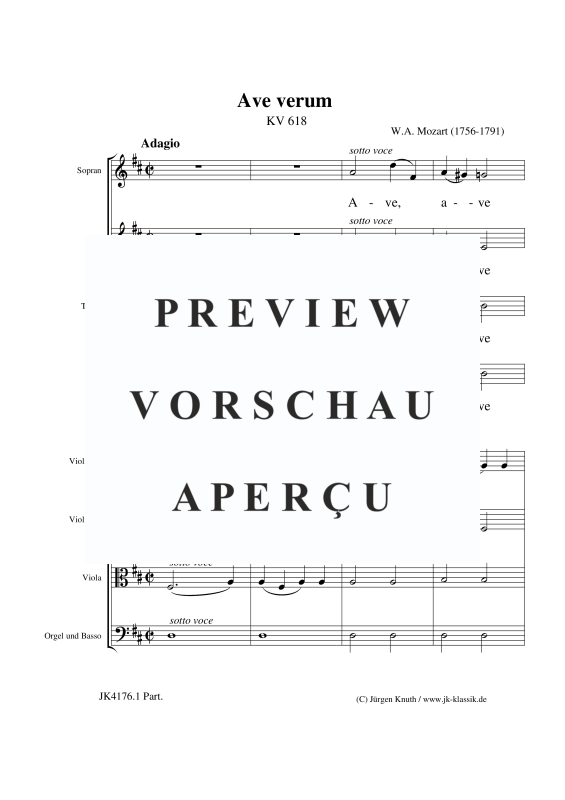 gallery: Ave verum KV 618, , Gemischter Chor, Streicher und Orgel/Klavier