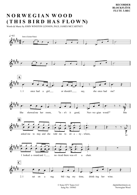 Product picture to: Norwegian WoodThe Beatles