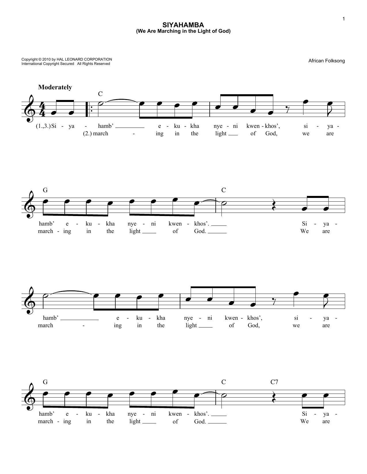 Produktbild zu: Siyahamba (We Are Marching In The Light Of God)