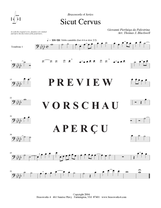 gallery: Sicut Cervus (2xTromp in B, Horn in F (Pos) , , , Pos)