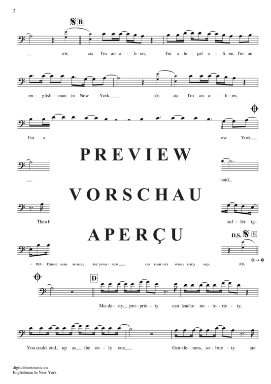 Produktgalerie: Seite 3 von 5 Englishman in New York , Sting, (Violon-Cello)