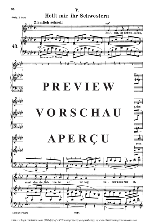 Product gallery: Page 2 of 4 Helft mir, ihr Schwestern, Op.42 No.5, , Medium Voice and Piano