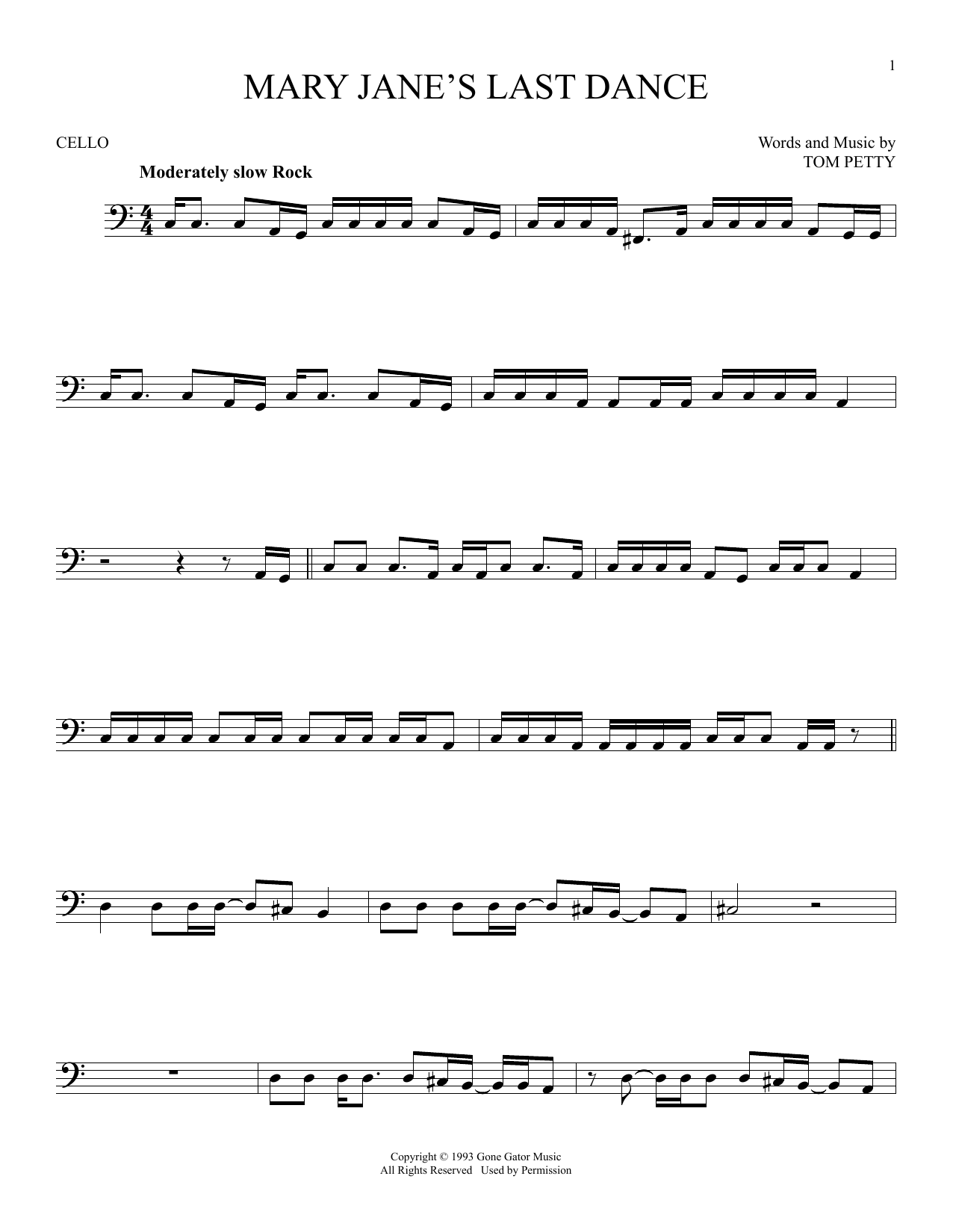 Produktgalerie: Seite 1 von 1 Mary Jane's Last Dance, Tom Petty, Violoncello