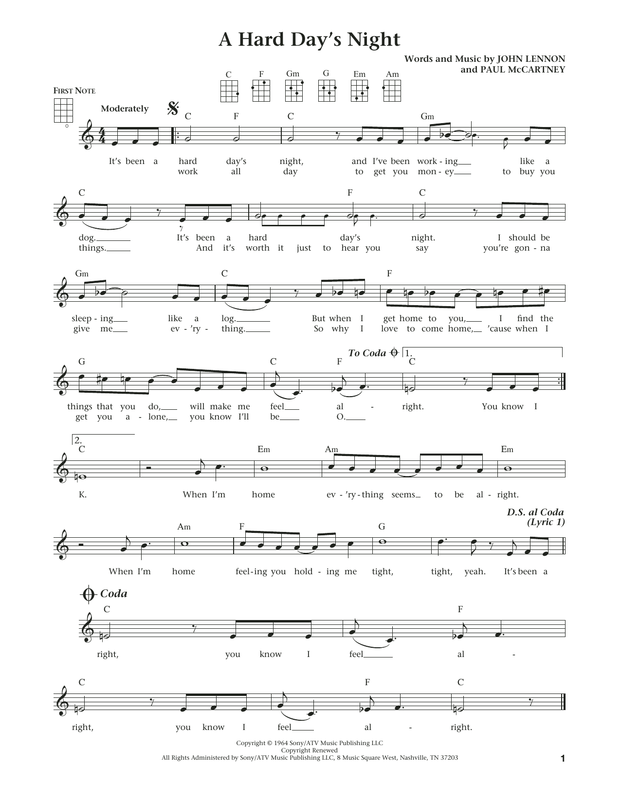 Product gallery: Page 1 of 1 A Hard Day's Night (from The Daily Ukulele) (arr. Liz and Jim Beloff), The Beatles