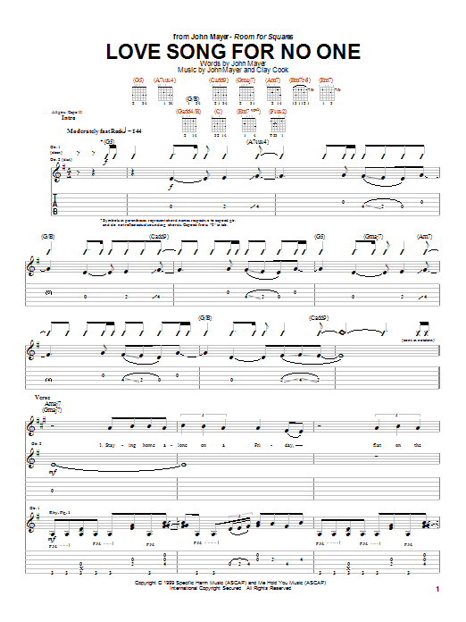 Product gallery: Page 1 of 1 Love Song For No One, John Mayer