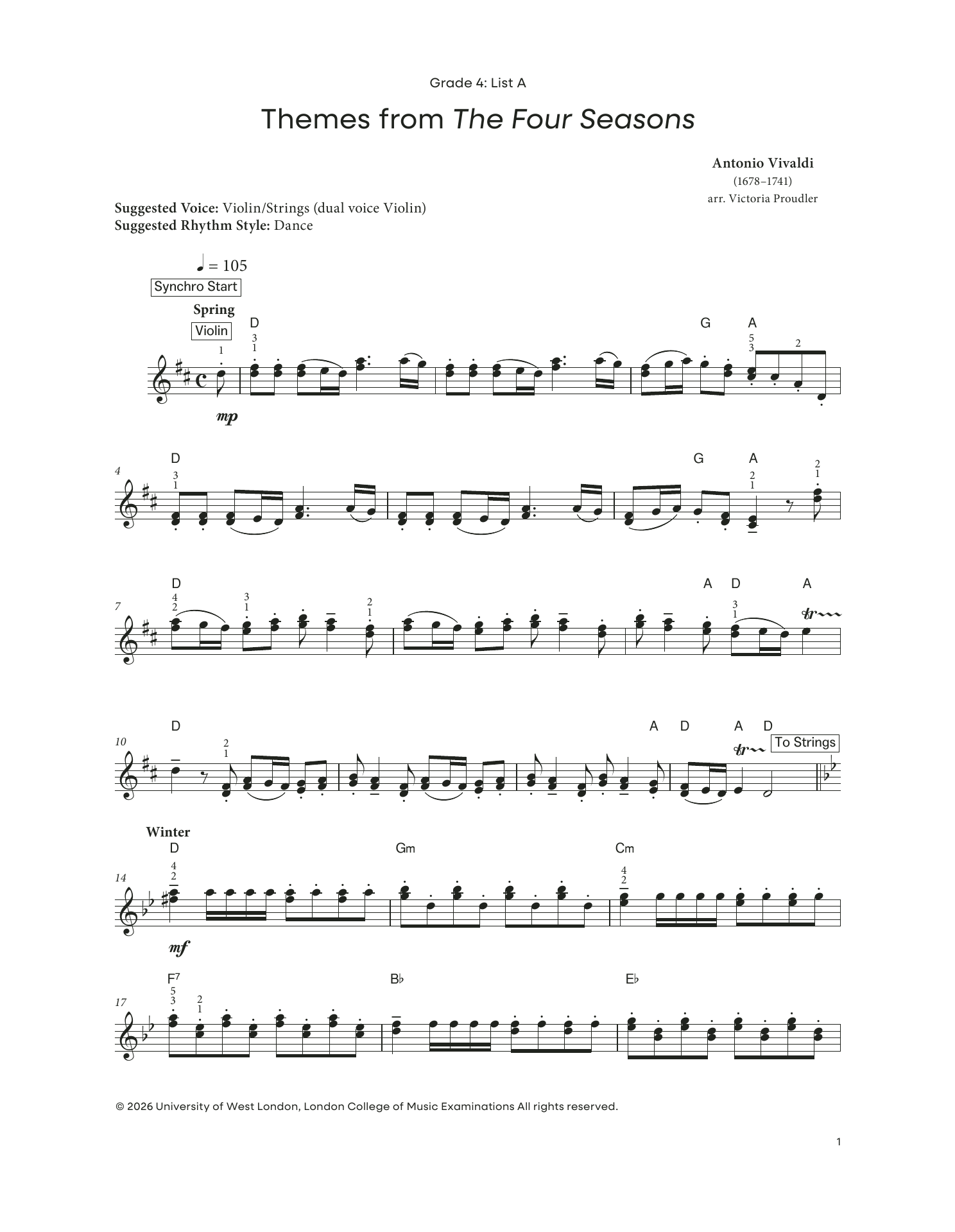 Produktgalerie: Seite 1 von 1 Themes from the Four Seasons (from LCME Electronic Keyboard Grade 4 List A), Antonio Vivaldi, Klavier