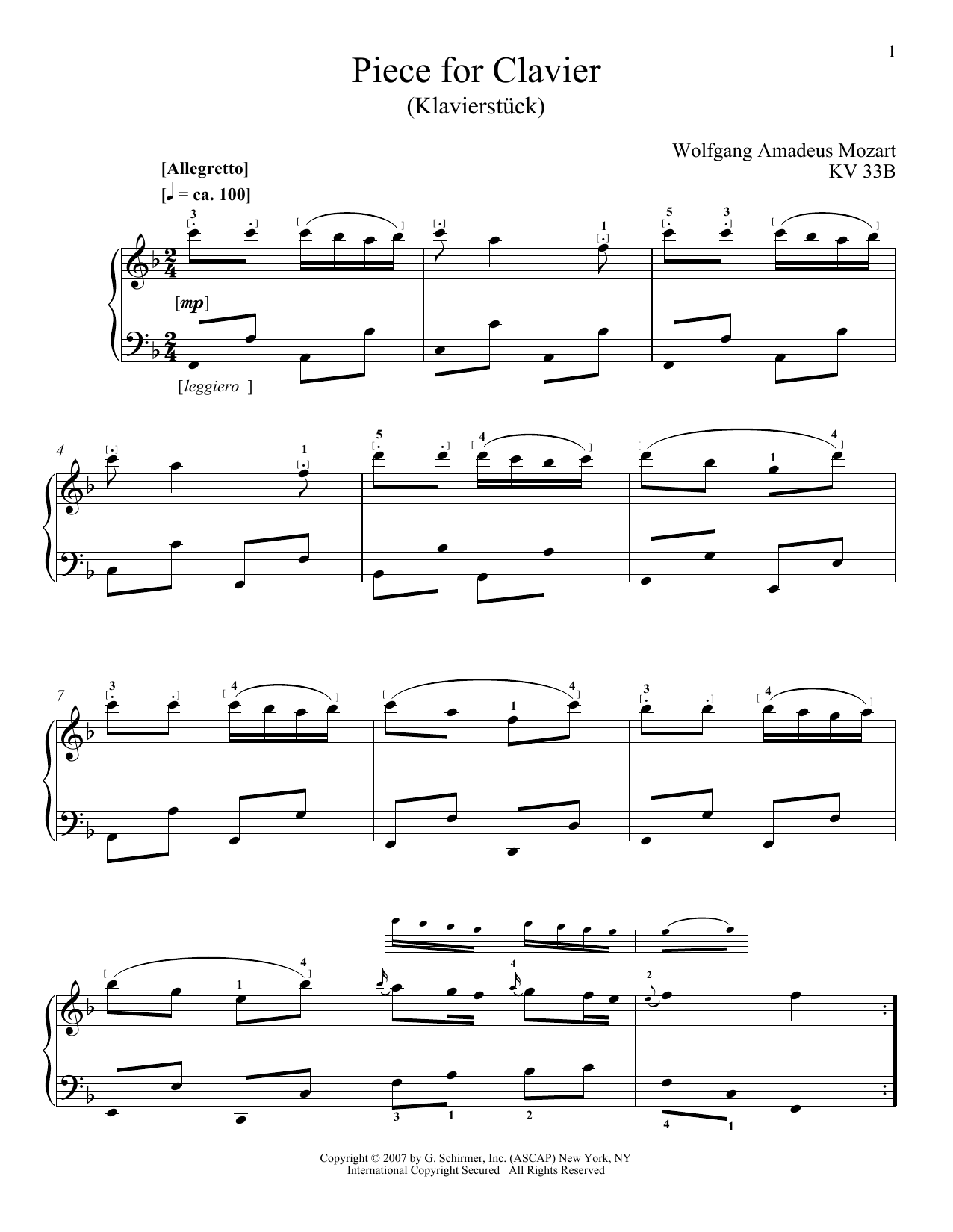 Produktbild zu: Piano Piece (Klavierstuck)
