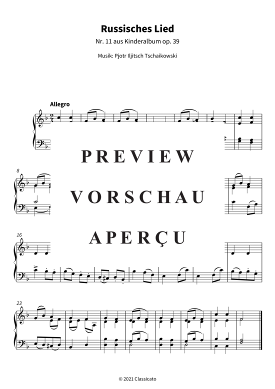 Produktgalerie: Seite 4 von 4 Russisches Lied - Nr. 11 aus Kinderalbum op. 39 , , Klavier Solo