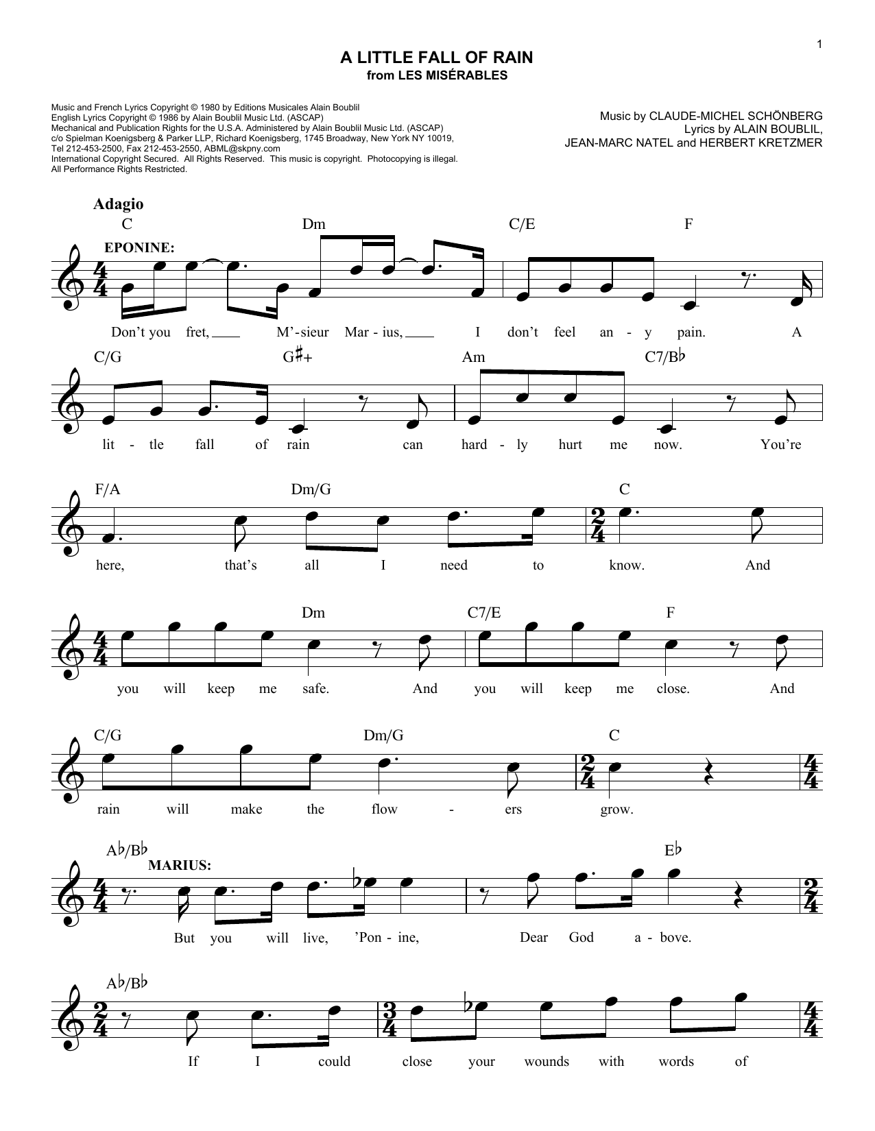 Product gallery: Page 1 of 1 A Little Fall Of Rain, Claude-Michel Schonberg