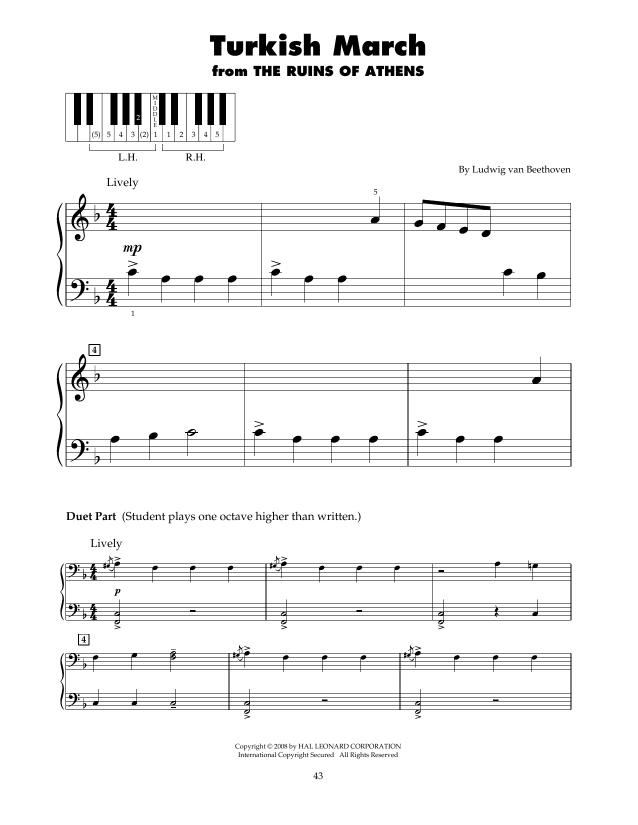Produktgalerie: Seite 1 von 1 Turkish March (arr. Carol Klose), Ludwig Van Beethoven, Klavier