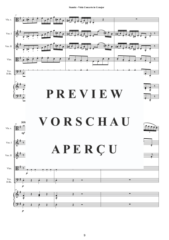 Produktgalerie: Seite 10 von 11 Viola Konzert in G-Dur, , Viola Solo, Streicherensemble und Cembalo BC