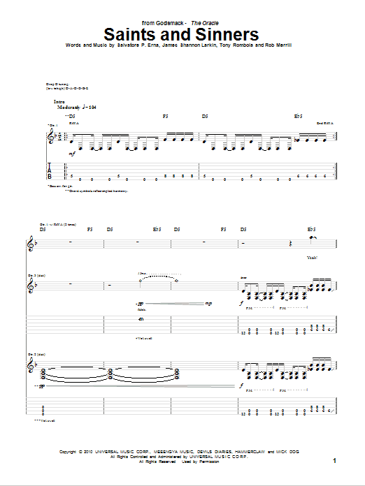 Produktgalerie: Seite 1 von 1 Saints And Sinners, Godsmack, Gitarre