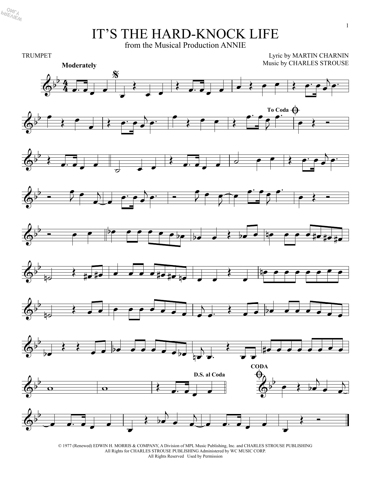 Produktgalerie: Seite 1 von 1 It's The Hard-Knock Life (from Annie), Charles Strouse, Trompete