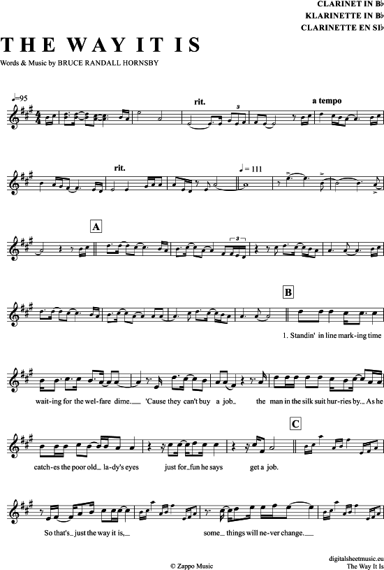 Product gallery: Page 1 of 5 The Way It Is , Hornsby, Bruce, Clarinet in B-flat