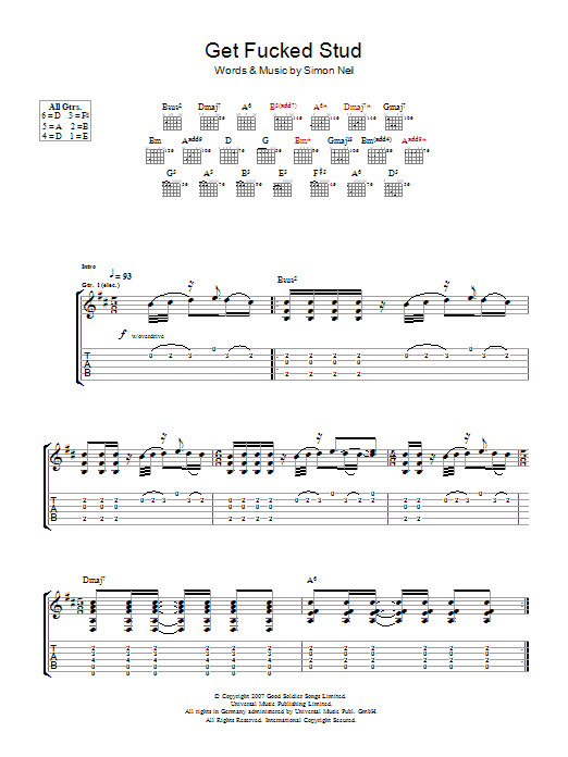 Produktgalerie: Seite 1 von 1 Get Fucked Stud, Biffy Clyro, Gitarre