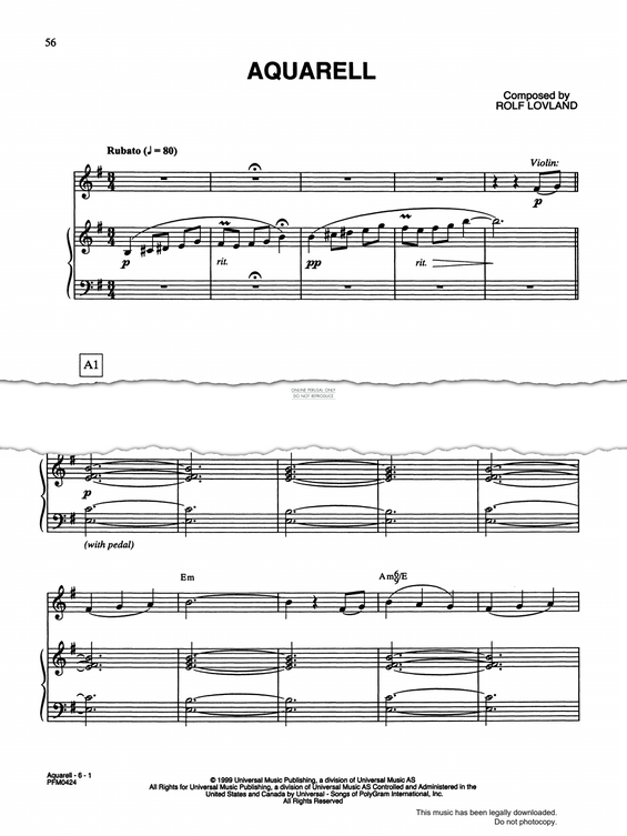 Produktgalerie: Seite 1 von 1 Aquarell, Rolf Lovland, Klavier, Violine