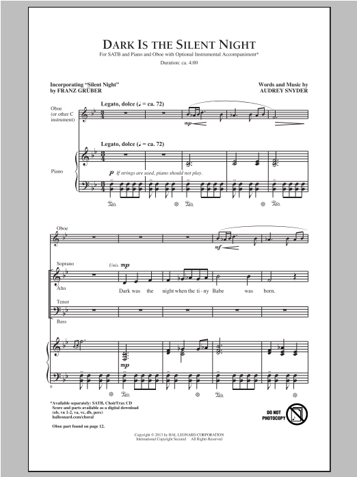 Product gallery: Page 1 of 1 Dark Is The Silent Night, Audrey Snyder