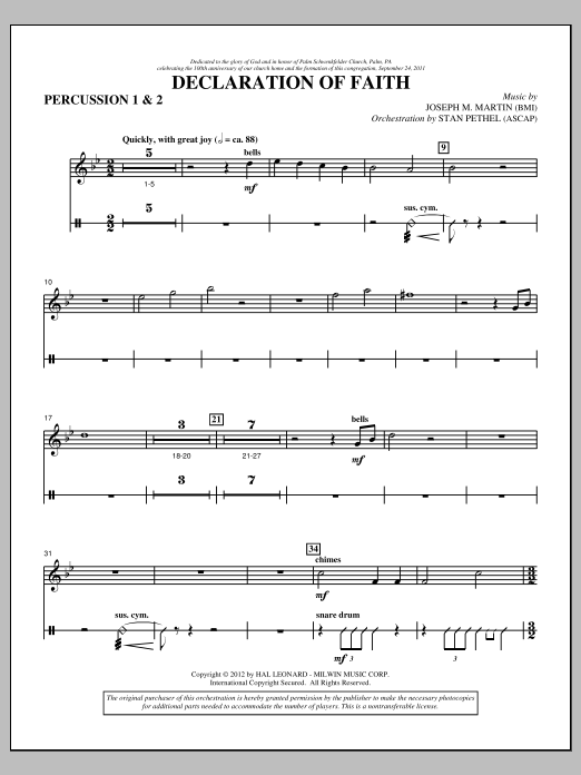 Produktgalerie: Seite 1 von 1 Declaration Of Faith - Percussion 1 & 2, Joseph M. Martin, Chor
