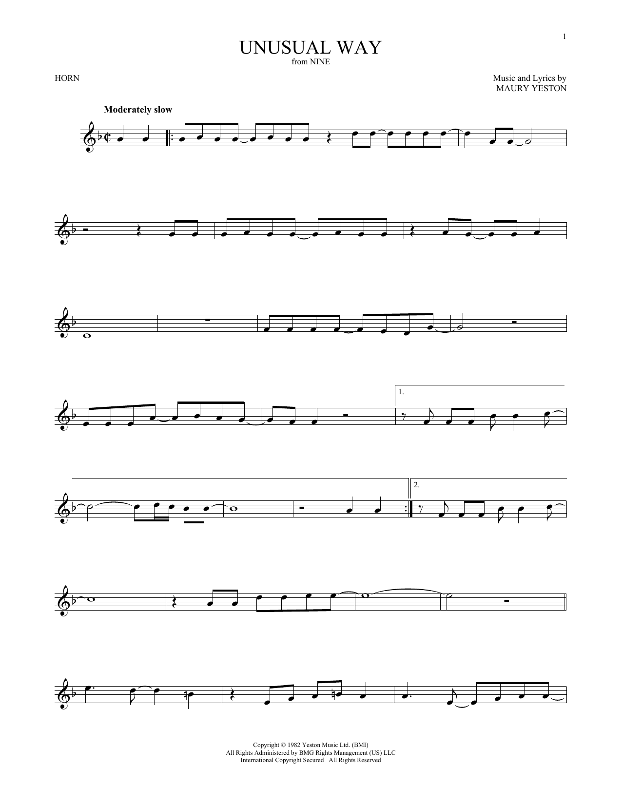 Produktgalerie: Seite 1 von 1 Unusual Way, Maury Yeston, Horn