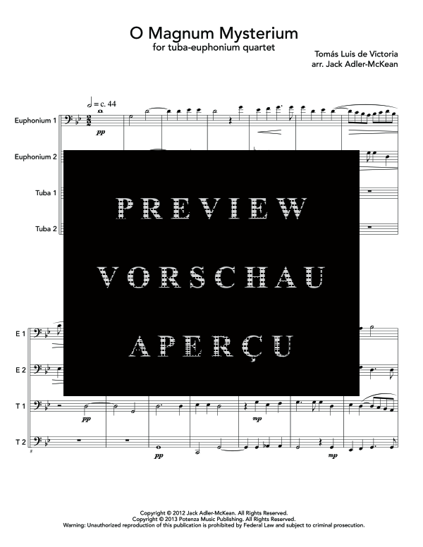 Produktgalerie: Seite 5 von 11 O Magnum Mysterium, , (Tuba QuartettEETT)