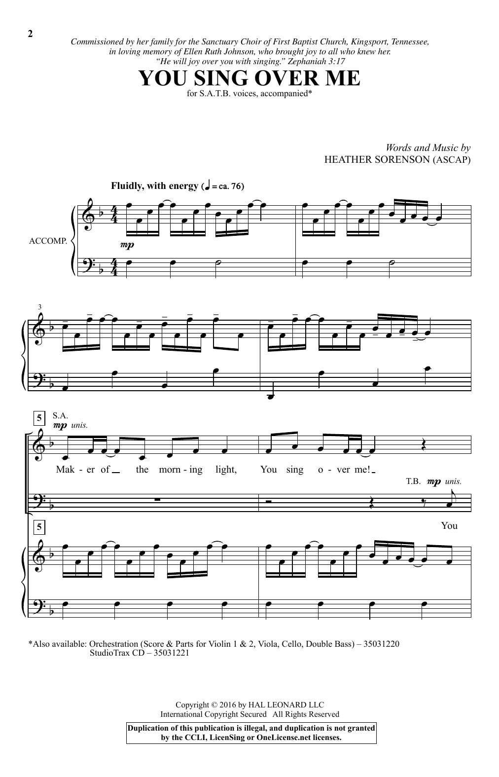 Produktbild zu: You Sing Over Me