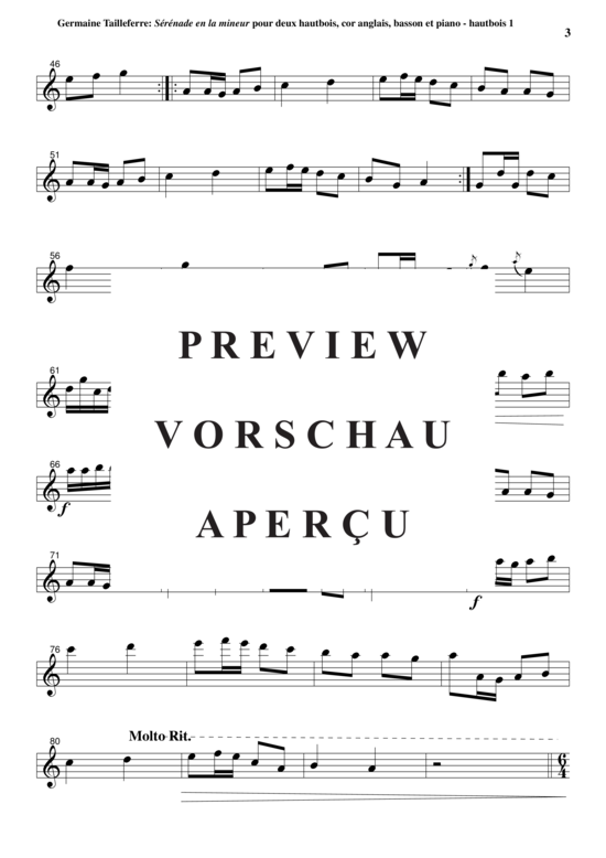 Product gallery: Page 15 of 21 Sérénade en La Mineur , , (Quintet for 2x oboe, cor anglais, bassoon + piano)