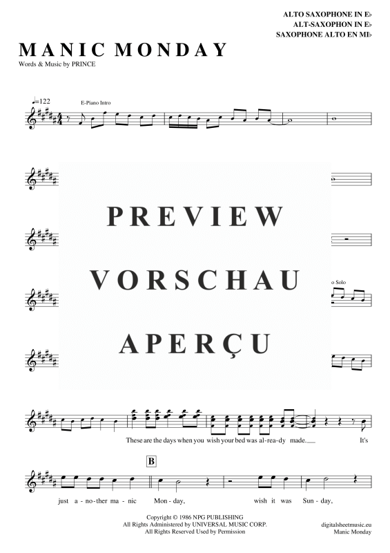 Produktgalerie: Seite 2 von 4 Manic Monday, Bangles, Altsaxophon