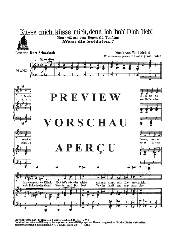 Produktgalerie: Seite 3 von 3 Küsse mich, küsse mich, denn ich hab Dich lieb!, , Klavier und Gesang