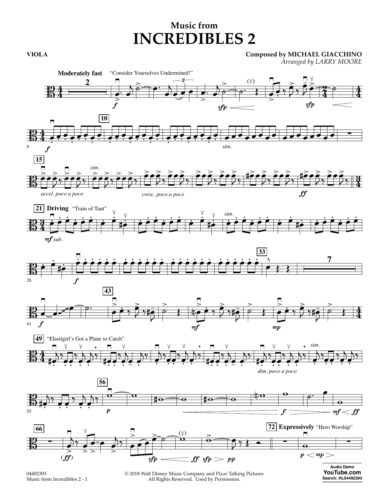 Product picture to: Music from Incredibles 2 (arr. Larry Moore) - Viola