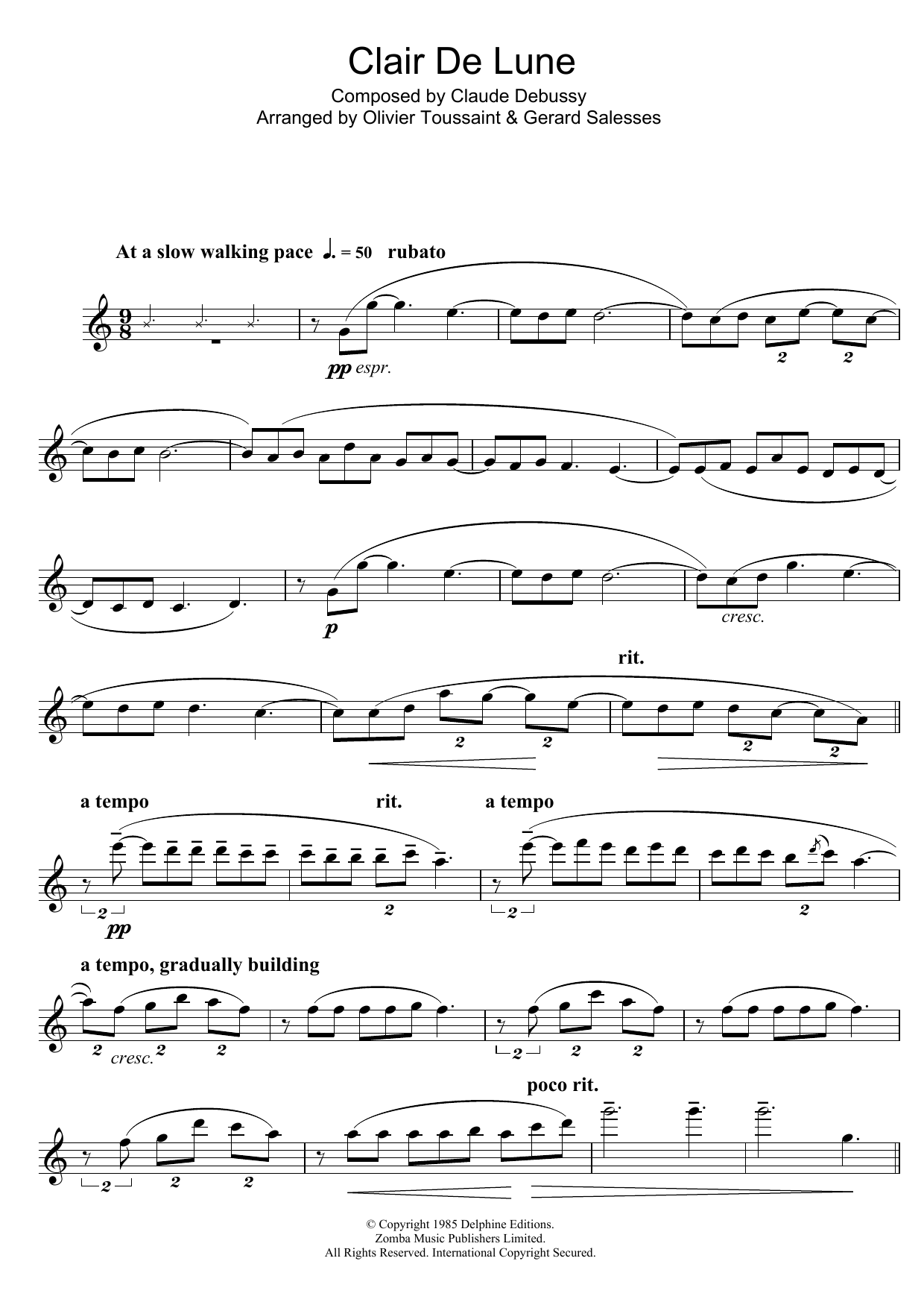 Product gallery: Page 1 of 1 Clair De Lune, Claude Debussy