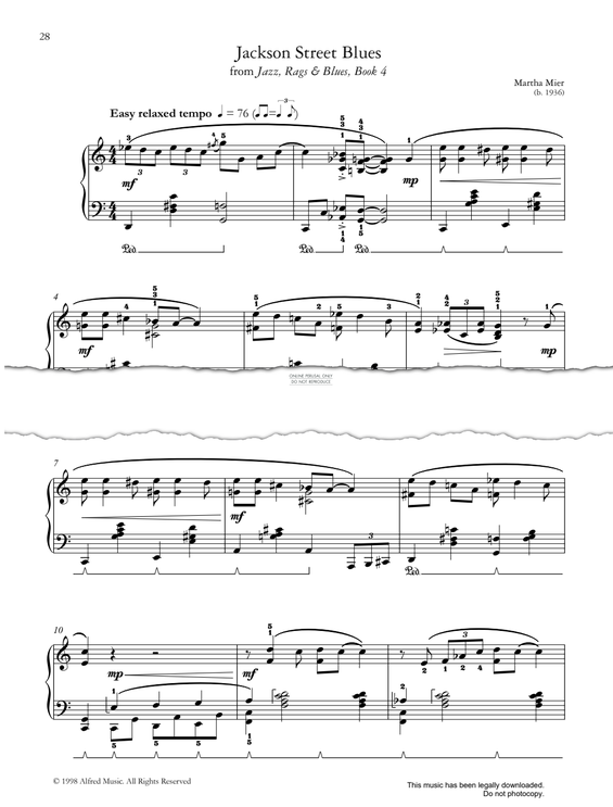 Produktgalerie: Seite 1 von 1 Jackson Street Blues (from Jazz, Rags & Blues, Book 4 Martha), Martha Mier, Klavier