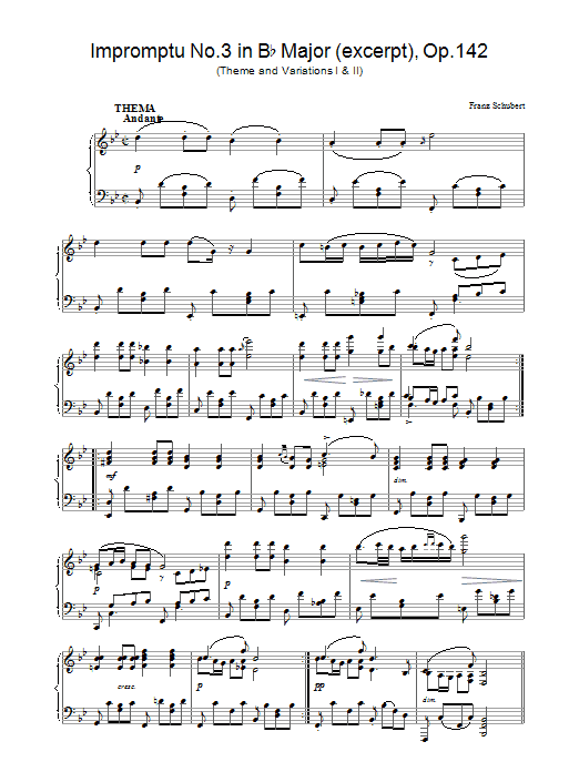 Product gallery: Page 1 of 1 Impromptu No.3 in Bb Major (excerpt), Op.142, Franz Schubert