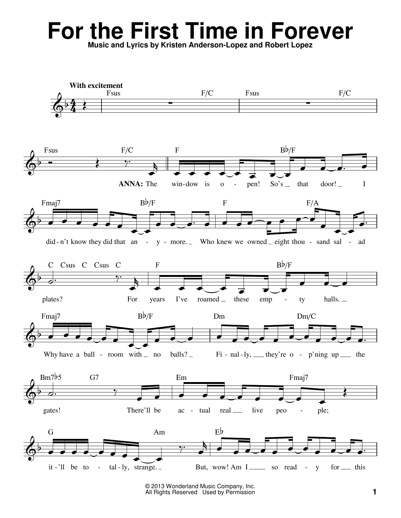 Produktbild zu: For The First Time In Forever (from Frozen)