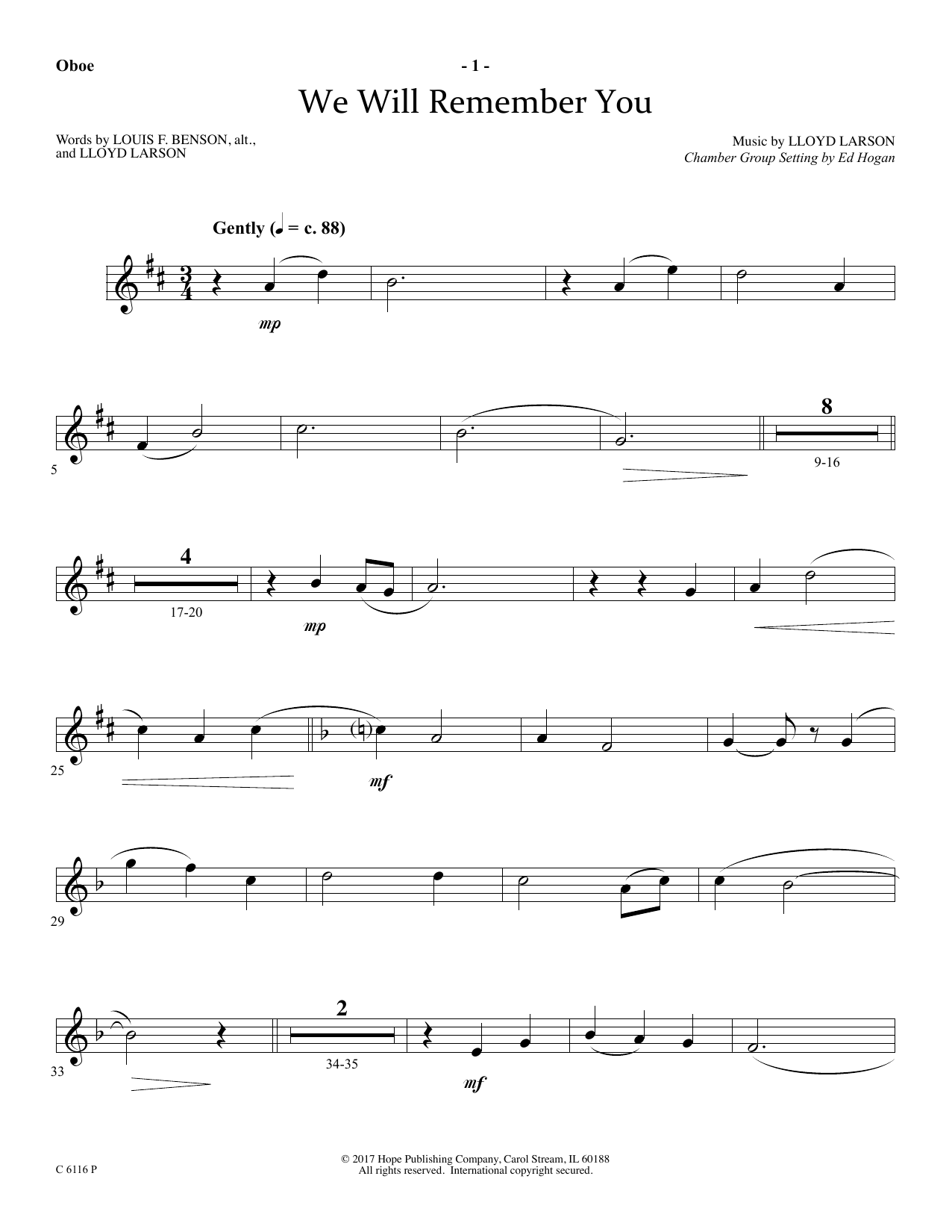 Product picture to: We Will Remember You - Oboe