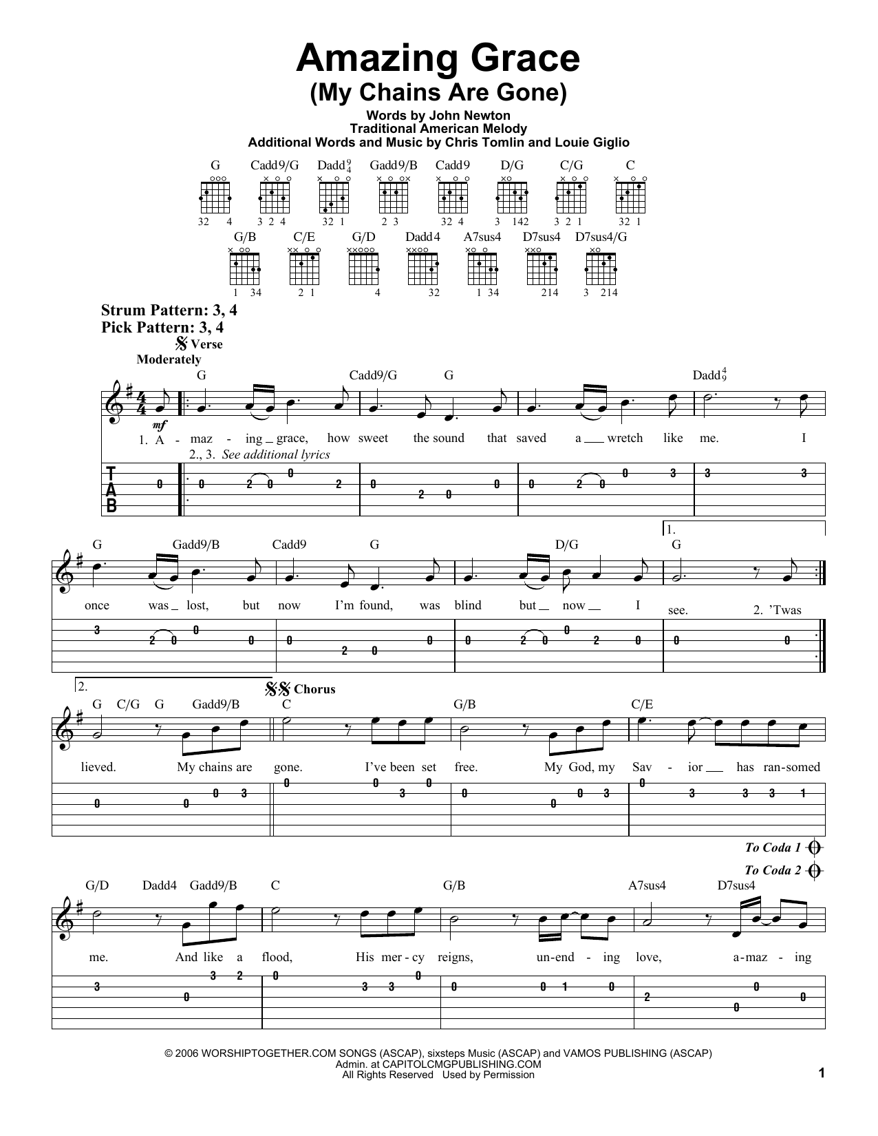 Produktgalerie: Seite 1 von 1 Amazing Grace (My Chains Are Gone), Chris Tomlin, Gitarre