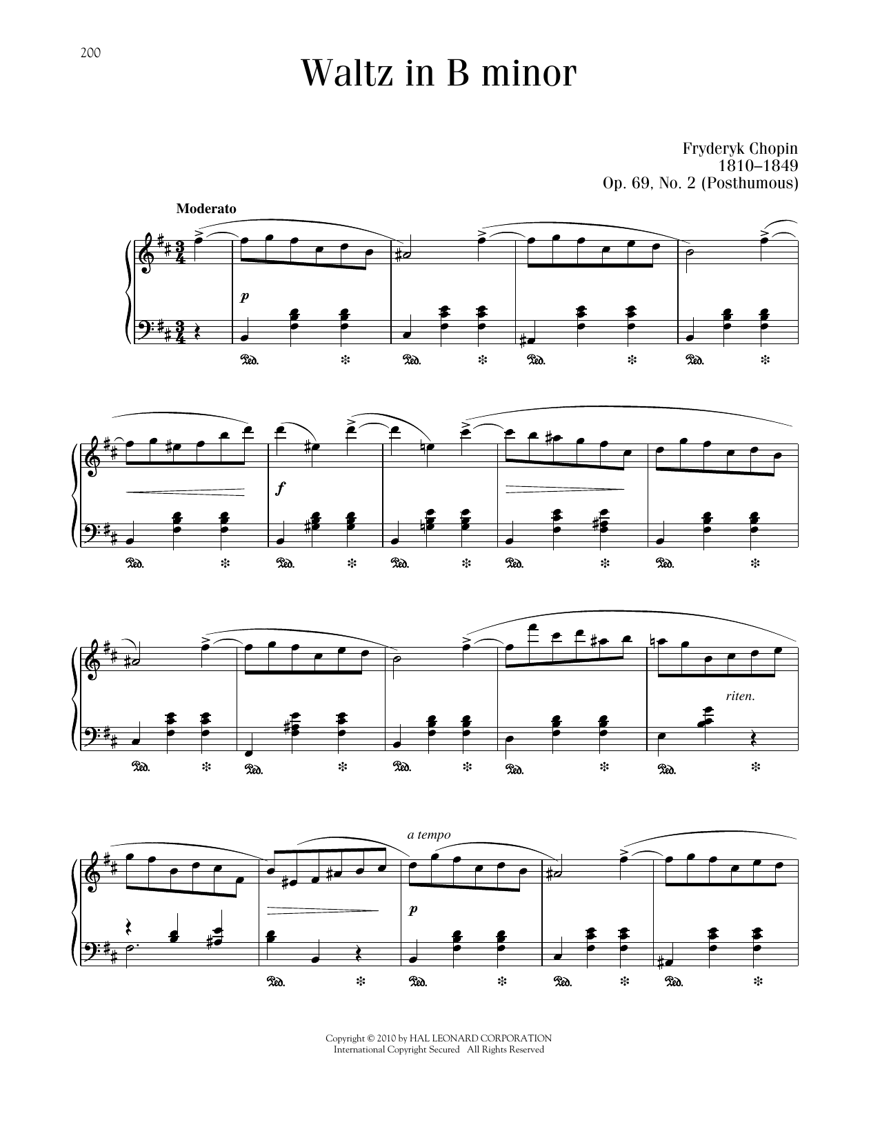 Product picture to: Waltz In B Minor, Op. 69, No. 2