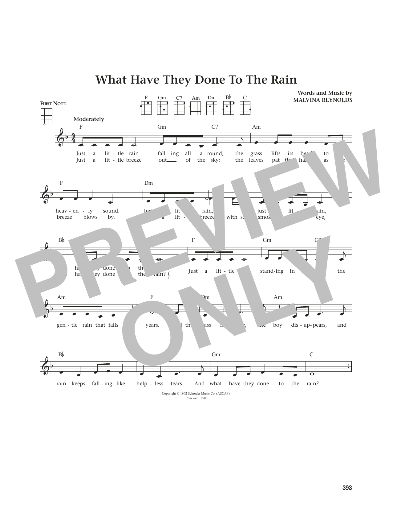 Product gallery: Page 1 of 1 What Have They Done To The Rain (from The Daily Ukulele) (arr. Jim Beloff), Malvina Reynolds