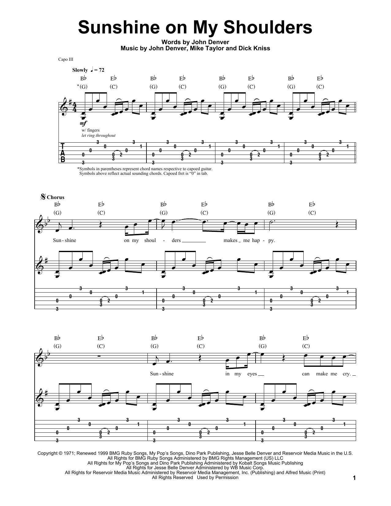 Produktgalerie: Seite 1 von 1 Sunshine On My Shoulders, John Denver, Gitarre