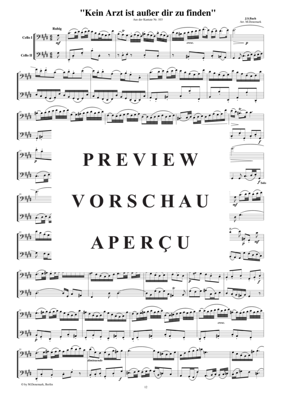Produktgalerie: Seite 2 von 3 Arie aus der Kantate Nr.103 für zwei Celli, , 